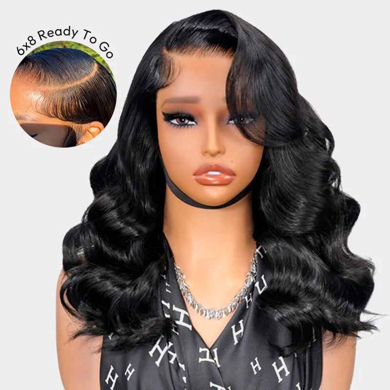 WestKiss Side Part Glueless Layered Cut Human Hair Wig RTG Body Wave 6x8 Lace Closure Wig Pre Plucked Pre Cut Pre Bleached Viralgem Store