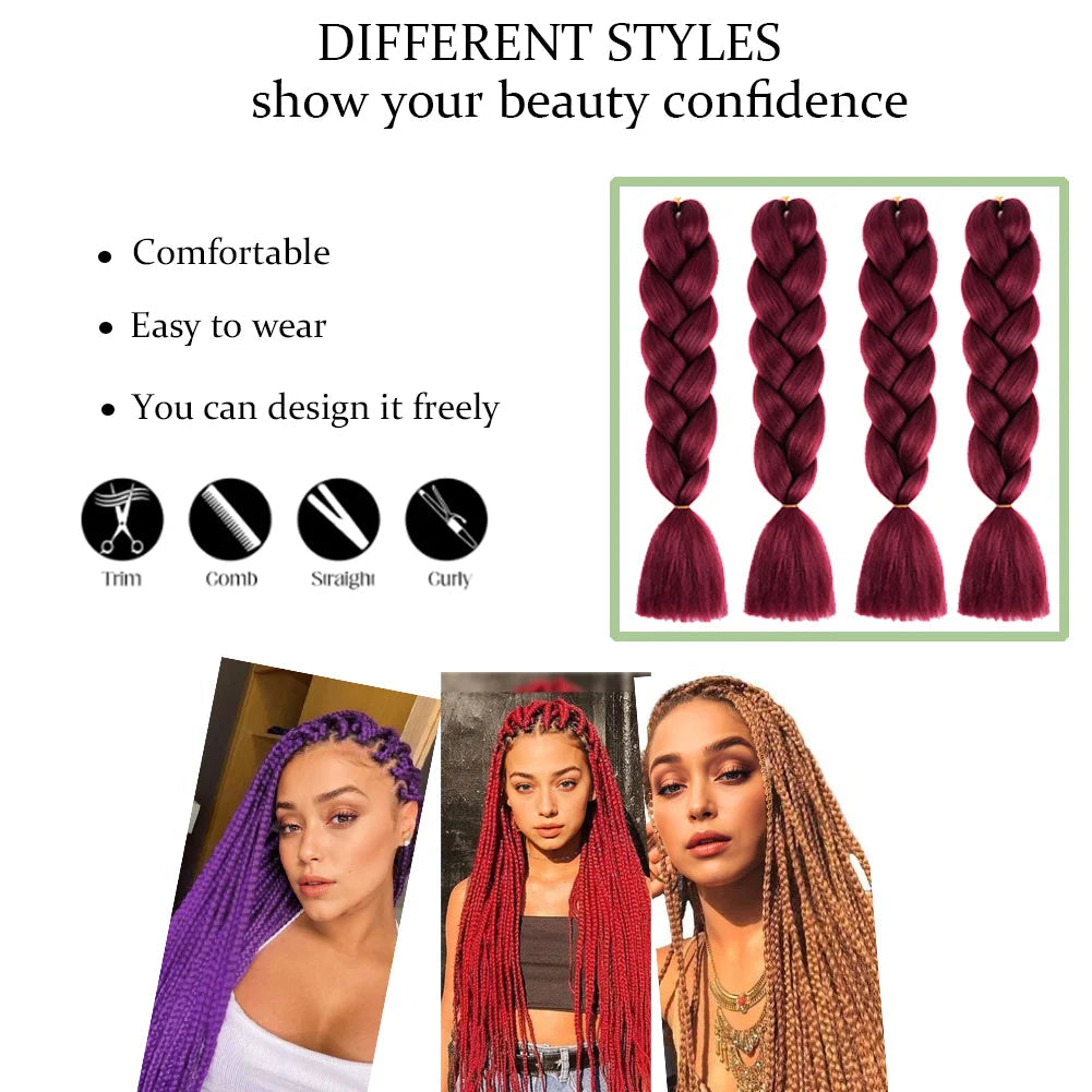 24 Inches DIY Jumbo Braiding Hair Synthetic Hair Extensions Afro Ombre Crochet Braid Hair Wholesale For Women Viralgem Store
