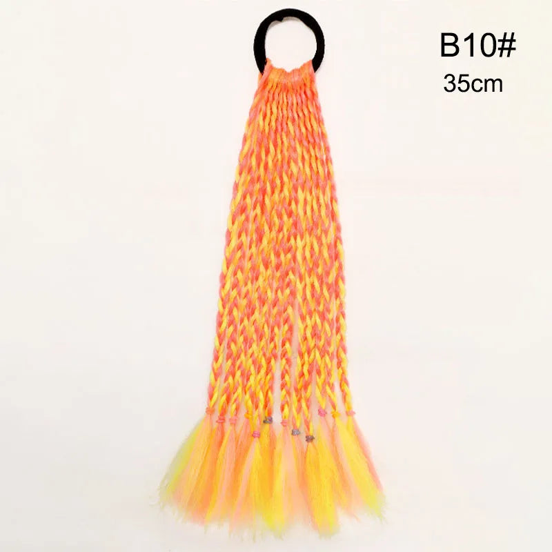 35cm Girl Thicker Wig Ponytail Hair Ropes Kids Twist Braid Rope Headdress Hair Braider Elastic Hair Band Rubber Hair Accessories Viralgem Store