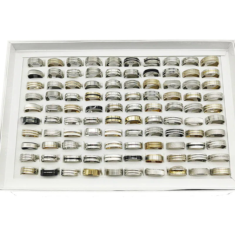 20pcs/Lot Factory Wholesale Hot Mix Style Simple Stainless Steel Finger Rings Men Women New Gifts Jewelry Bar Wide Joint Ring Viralgem Store