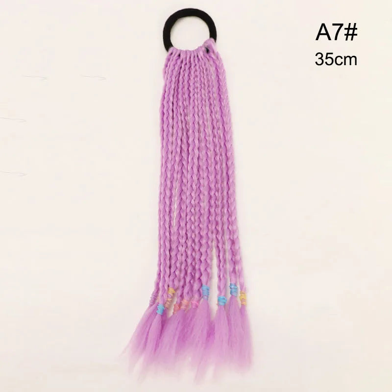 35cm Girl Thicker Wig Ponytail Hair Ropes Kids Twist Braid Rope Headdress Hair Braider Elastic Hair Band Rubber Hair Accessories Viralgem Store