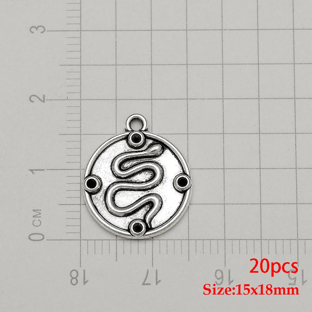 10/20pcs/lot Antique Silver Plated Snake Charms Animals Pendant For Diy Necklace Jewelry Making Findings Supplies Accessories Viralgem Store