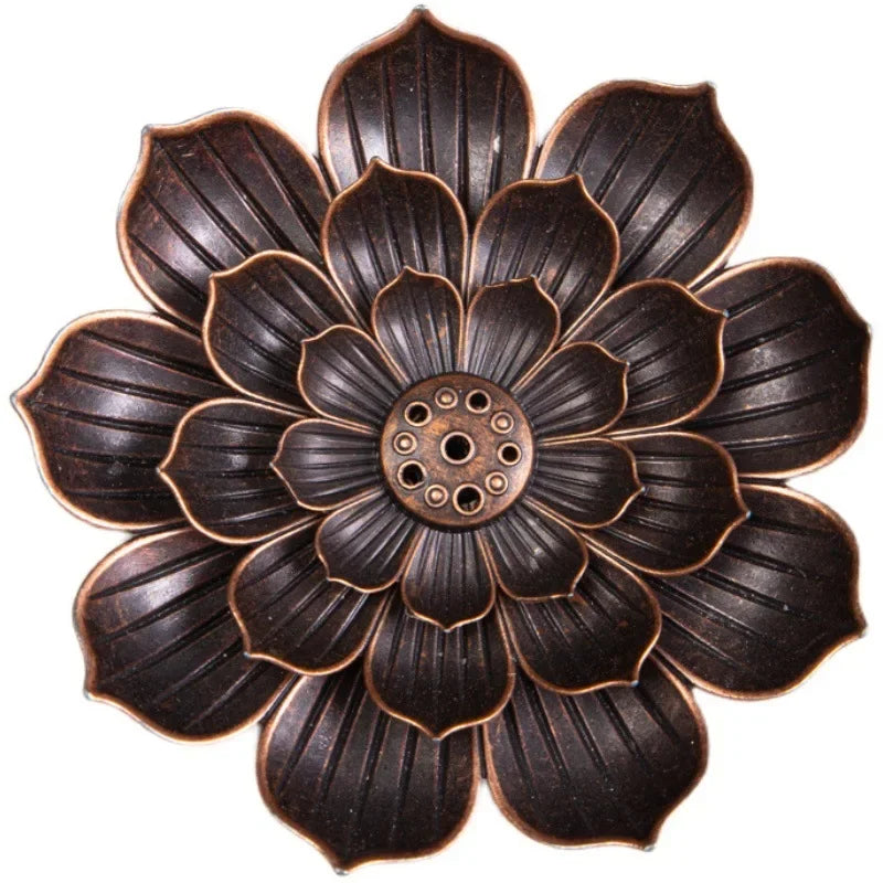 2024  Hot  Alloy Incense Burner Stick Holder Plate Buddhism Lotus Censer Bronze Nasturtium Incense Burner