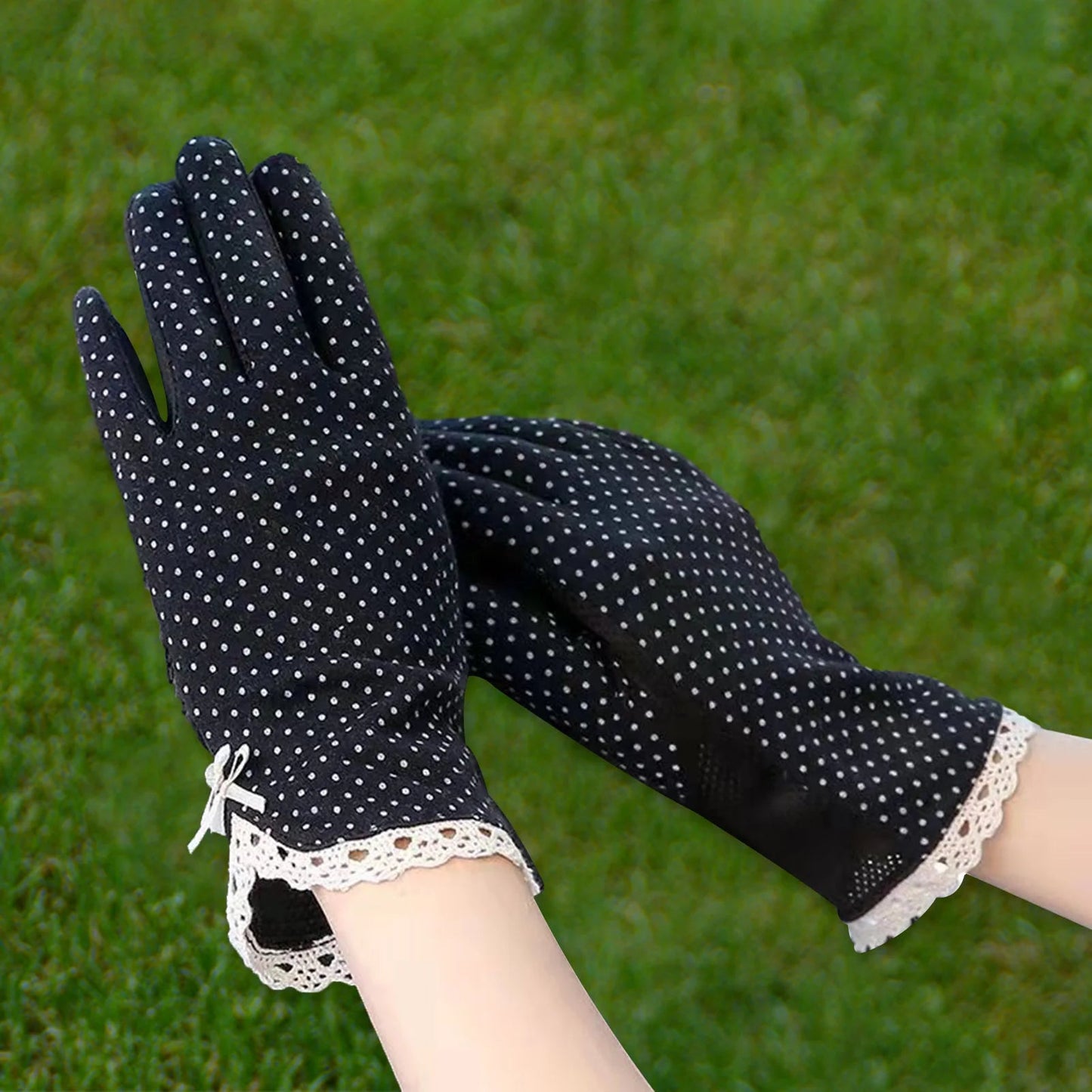 1 Pair Summer Gloves Driving Riding Mittens Dot Full Finger Gloves Non-Fading Sunscreen Gloves Viralgem Store