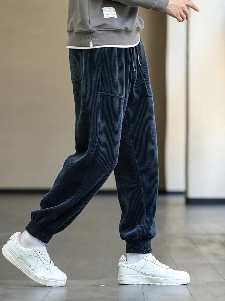 Spring Autumn Corduroy Sweatpants Men Baggy Joggers Fashion Streetwear Loose Casual Harem Pants Plus SIze 8XL