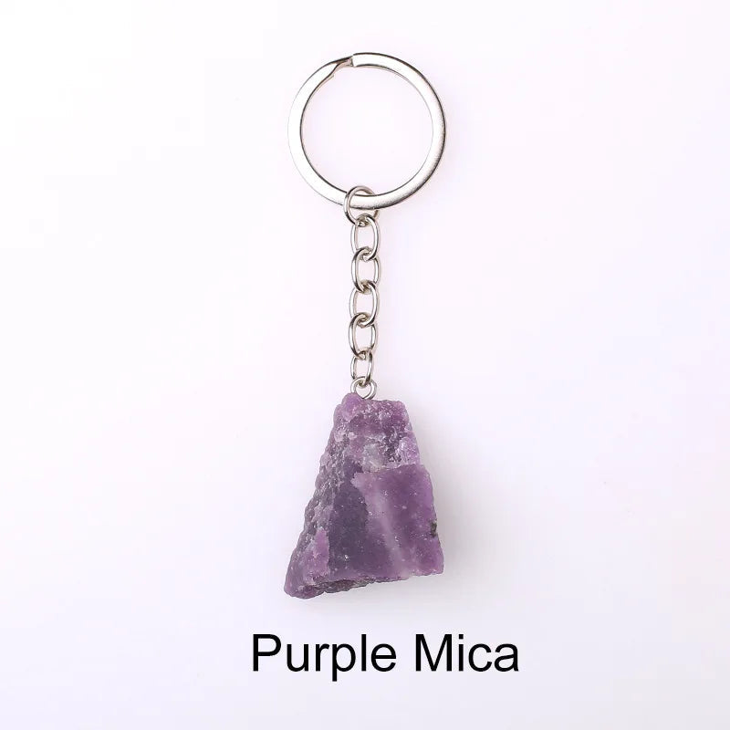 20pcs Natural Rough Raw Stone Crystal Quartzs Keychain Women Men Handbag Hangle Car Key Holder Raw Mineral Stone KeyRing Jewelry Viralgem Store
