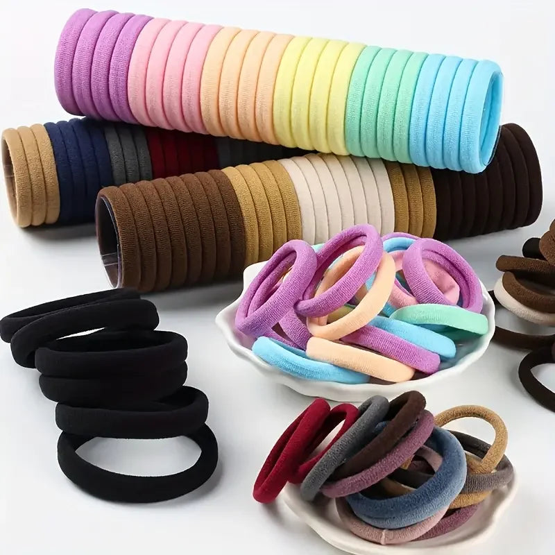 50Pcs/Set Girls Colorful Nylon Elastic Hair Bands Women Solid Color Rubber Bands Headband Kids Ponytail Holder Hair Accessories Viralgem Store