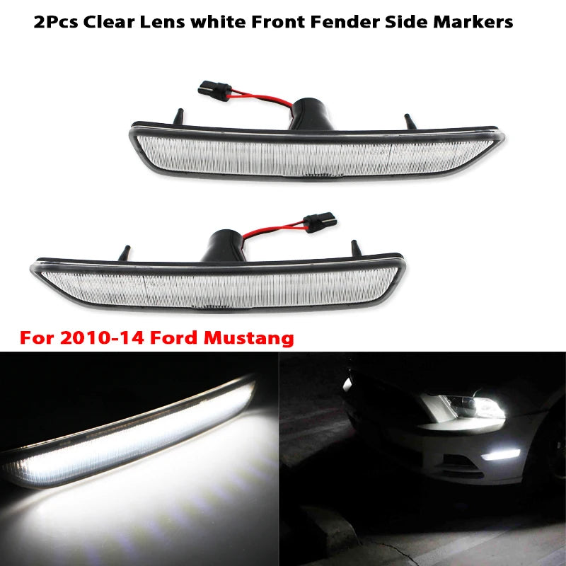 2pcs Car Front Rear Bumper Side Marker Light White For Ford Mustang Base GT Shelby GT500 Boss 302 2010 2011 2012 2013 2014