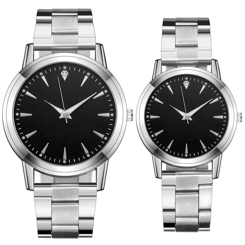 2PCS Couple's Watches Men Business Watch Fashion Analog Women Quartz Watch (Without Box)