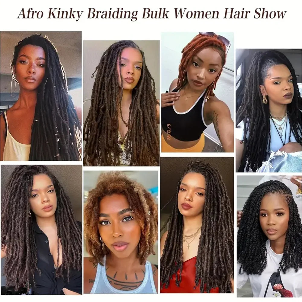 Afro Kinkys Bulk Synthetic Hair for Dreadlock Extensions Loc Repair Braiding Twist Tight Afro Kinky Synthetic Hair for Locs