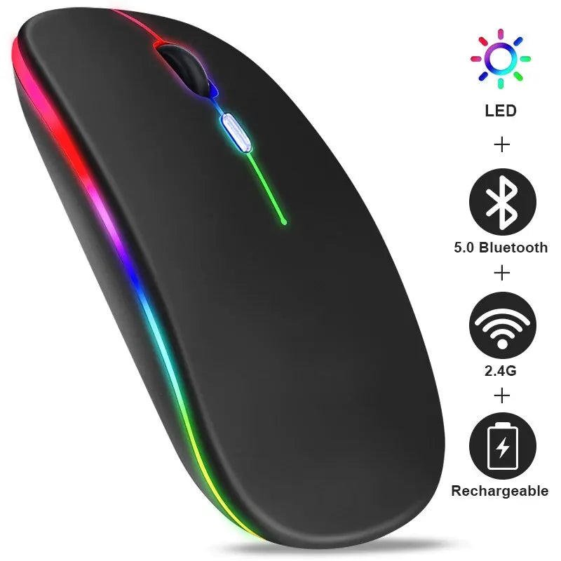 Wireless Mouse RGB Rechargeable Bluetooth Mice Wireless Computer Mause LED Backlit Ergonomic Gaming Mouse for Laptop PC 3600DPI Viralgem Store