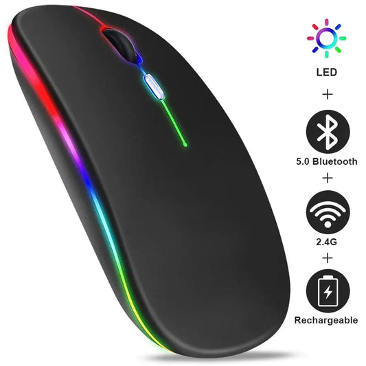 Wireless Mouse RGB Rechargeable Bluetooth Mice Wireless Computer Mause LED Backlit Ergonomic Gaming Mouse for Laptop PC 3600DPI Viralgem Store