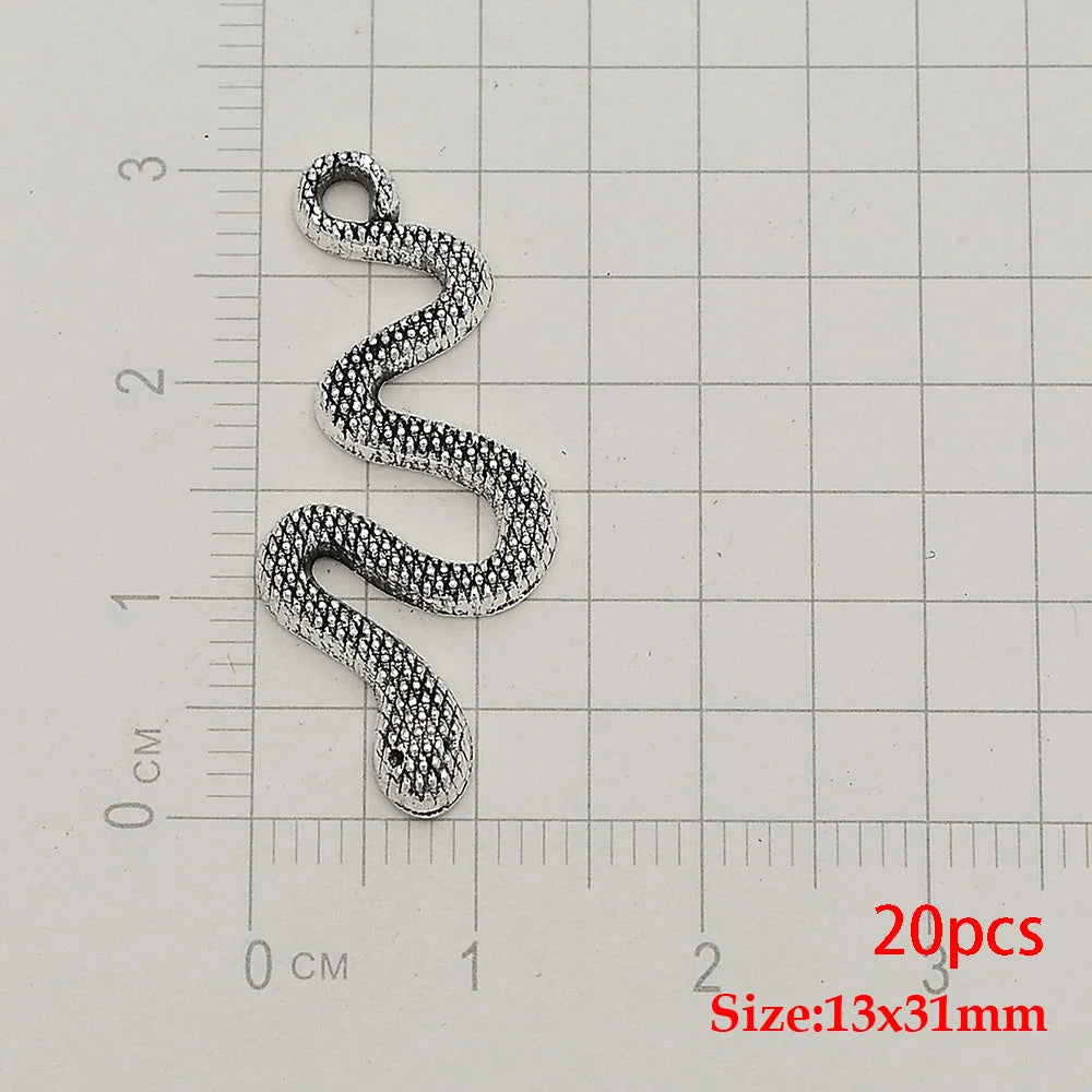 10/20pcs/lot Antique Silver Plated Snake Charms Animals Pendant For Diy Necklace Jewelry Making Findings Supplies Accessories Viralgem Store