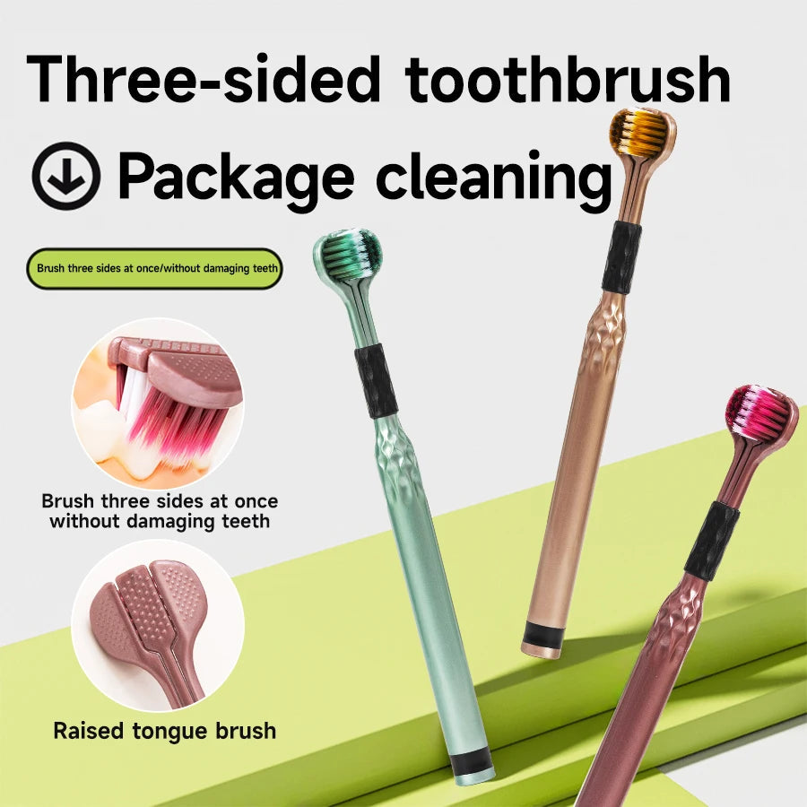 3-Sided Toothbrush for Comprehensive Cleaning | Ideal Angle Design | Raised Tongue Coating Brush | 2-Pack | Soft Bristles for Ge Viralgem Store