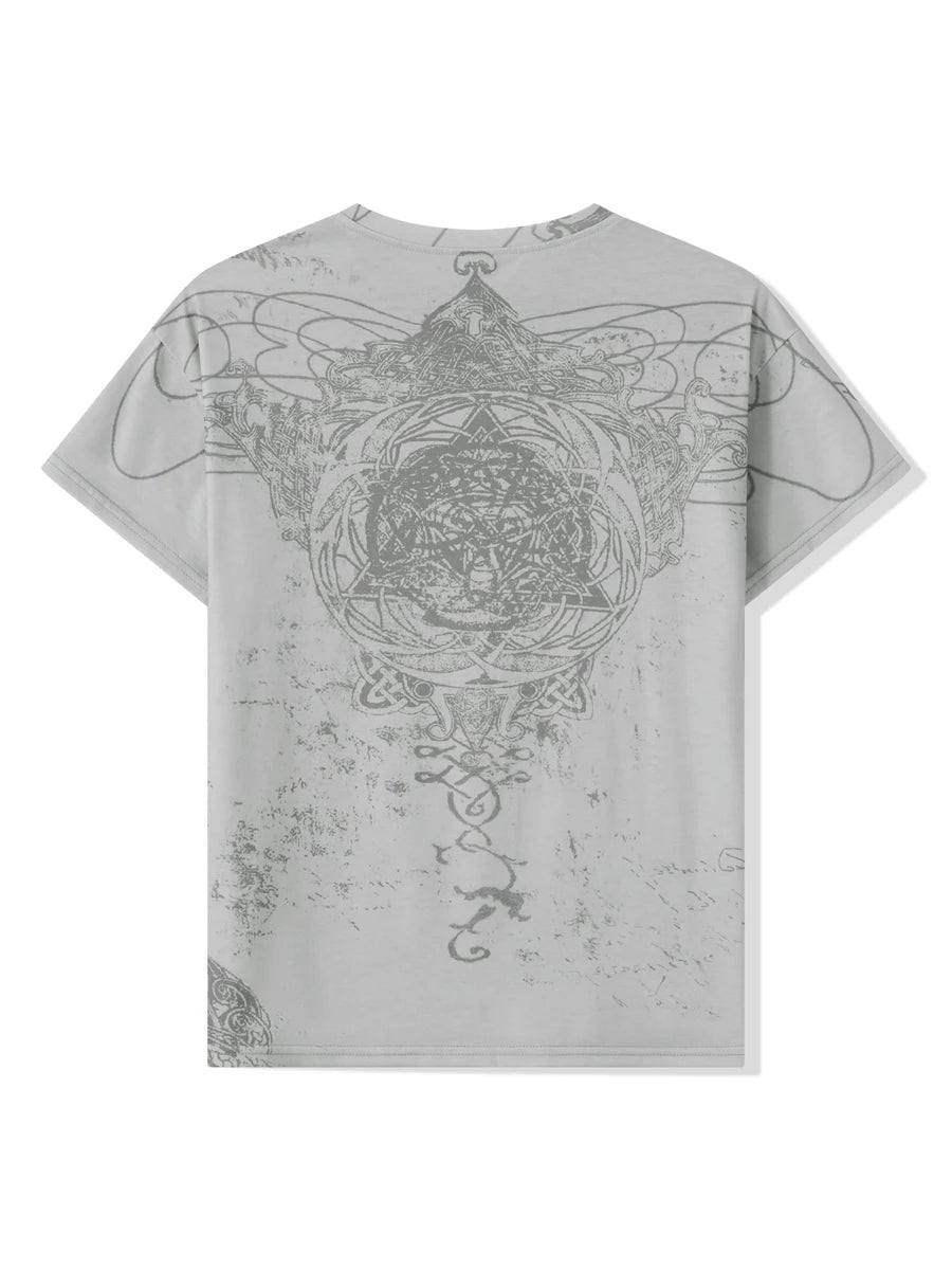 y2k Grunge Crop Top Women Summer Gothic Star Print Round Neck Short Sleeve T Shirt 2000s Cybercore Clothes Streetwear