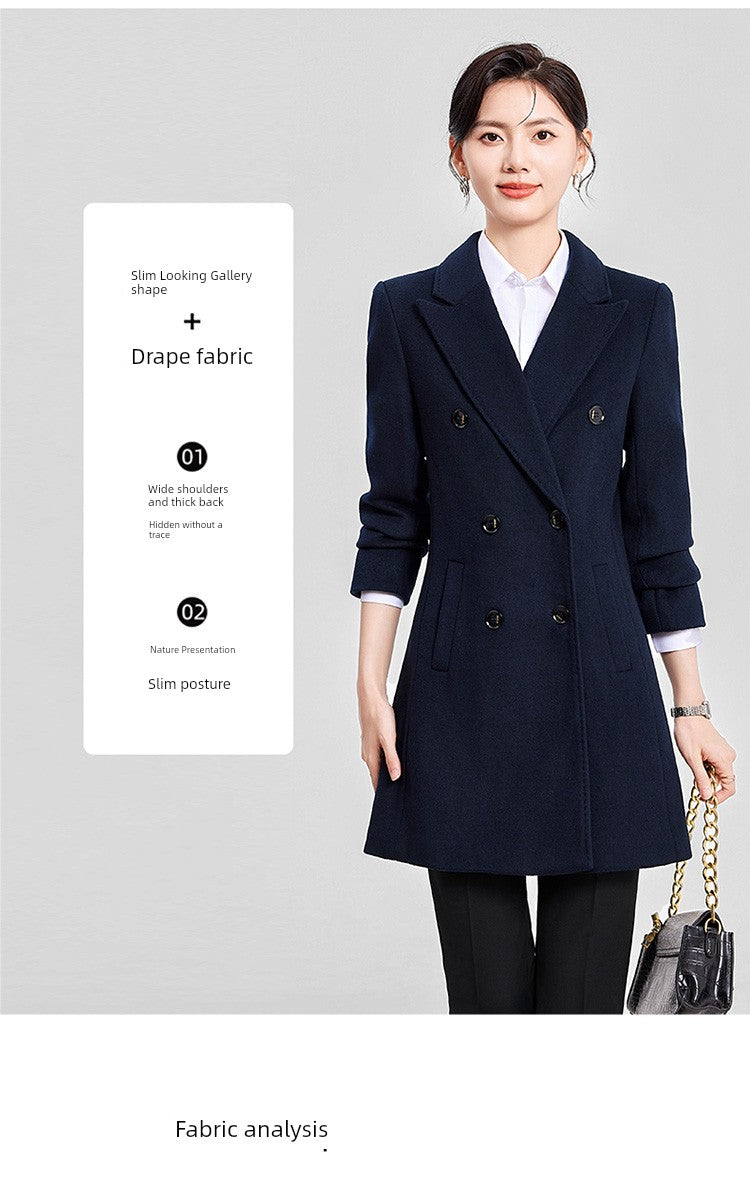 Woolen Coat Winter Thickened New Double Breasted Suit Coat Hotel Manager Work Clothes Mid Length Long Length Trench Coat Viralgem Store