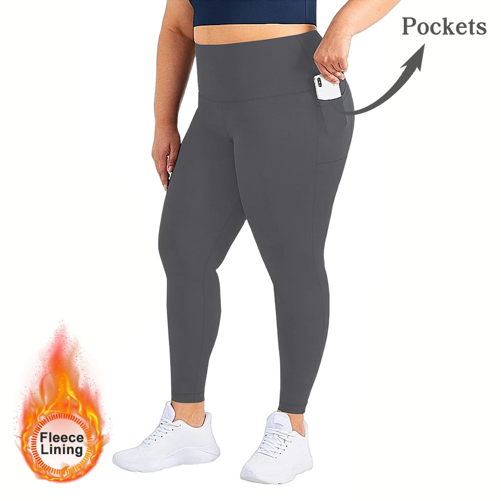 Women Winter Plus Velvet Leggings Seamless Push Up Plus Size High Waist Fleece Warm Fitness Yoga Pants Slim Legging Sportswear