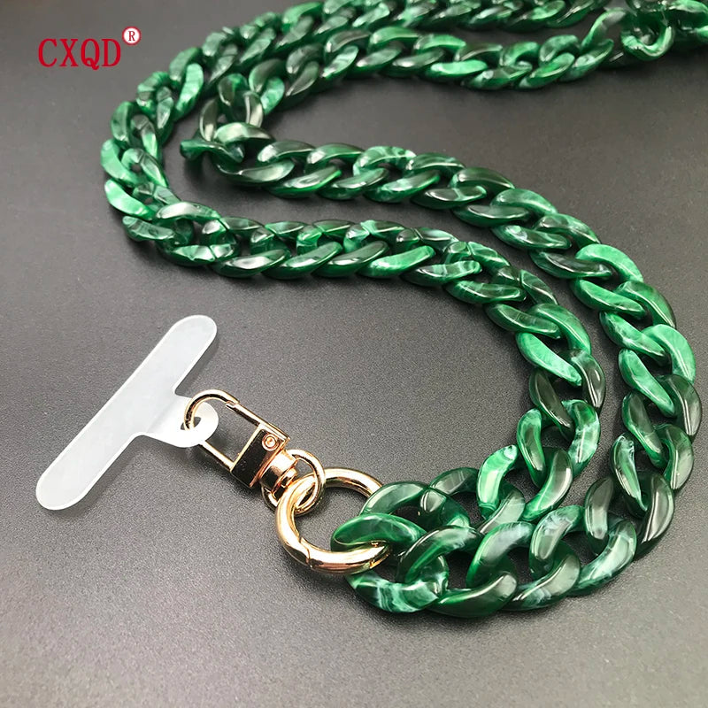 120cm Bevel Design Anti-lost Phone Lanyard Rope Neck Strap Colorful Portable Acrylic Cell Phone Chain Accessories Gifts Outdoor Viralgem Store