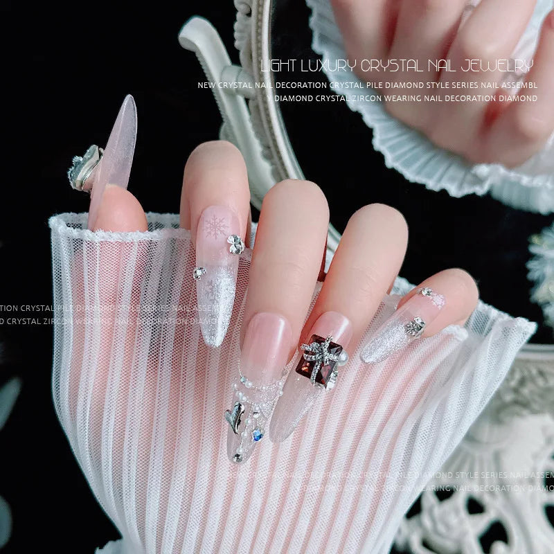 5PCS Luxury Sparkle Gift Box Pile Diamonds Crystal Love Alloy X Butterfly Pearl Nail Art Rhinestones Decorations Manicure Charms Viralgem Store