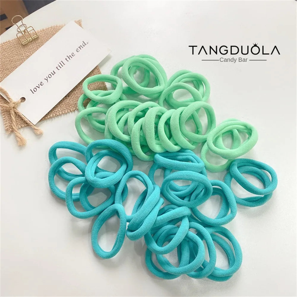 10Pcs Gradient Elastic Rubber Bands Baby Seamless Candy Colored Children Scrunchie Girls Braided Hair Rings Hair Accessories