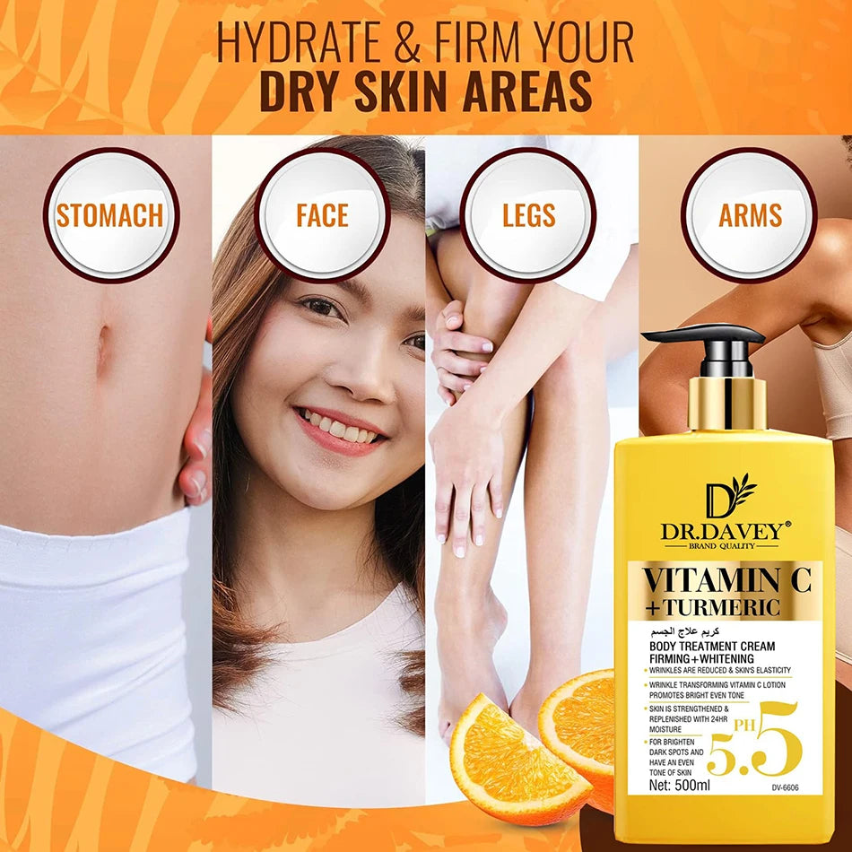 Vitamin C+Turmeric  Body Lotion Brightening Cream. Anti-aging cream for age spots, dark spots on face, hands, body. Large 500ml Viralgem Store