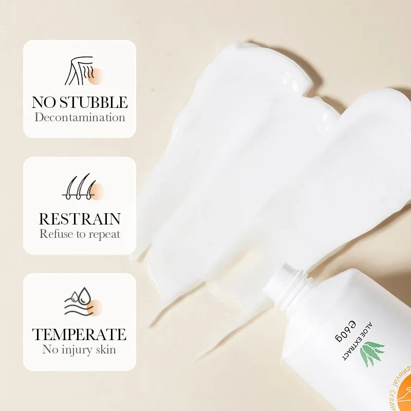 Aloe Vera Fast Hair Removal Cream 60g Painless Underarm Body Face Private Areas Hairs Remove Depilatory Wax Women Men Skin Care Viralgem Store