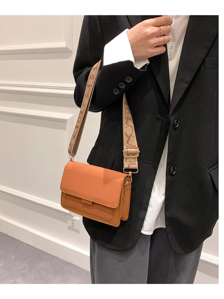 Wide Straps Shoulder Bag Flap Small Crossbody Bags for Women Simple Classic Handbags for Women Sac A Main Femme сумка женская