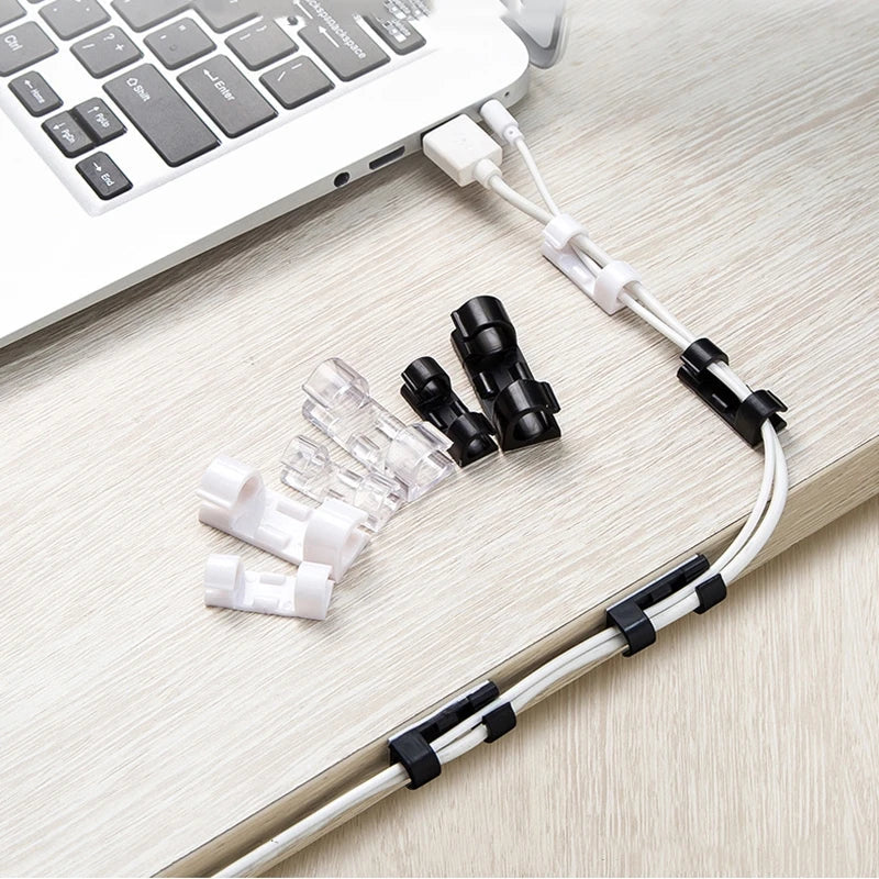 16/20pcs Cable Organizer Clips Cable Management Wire Manager Cord Holder USB Charging Data Line Bobbin Winder Wall Mounted Hook Viralgem Store