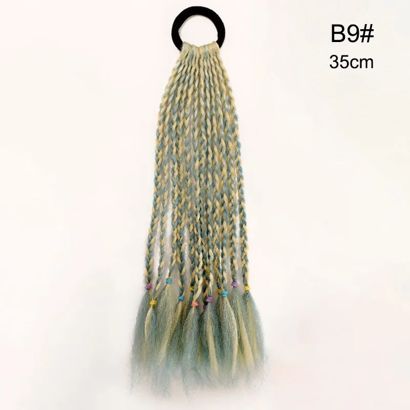 35cm Girl Thicker Wig Ponytail Hair Ropes Kids Twist Braid Rope Headdress Hair Braider Elastic Hair Band Rubber Hair Accessories Viralgem Store