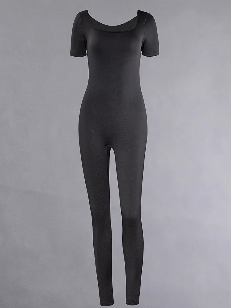 Women's Rompers Short Sleeve Solid Skinny Bodycon Jumpsuits Fashion Sports Fitness Casual Activity Streetwear Overalls Viralgem Store