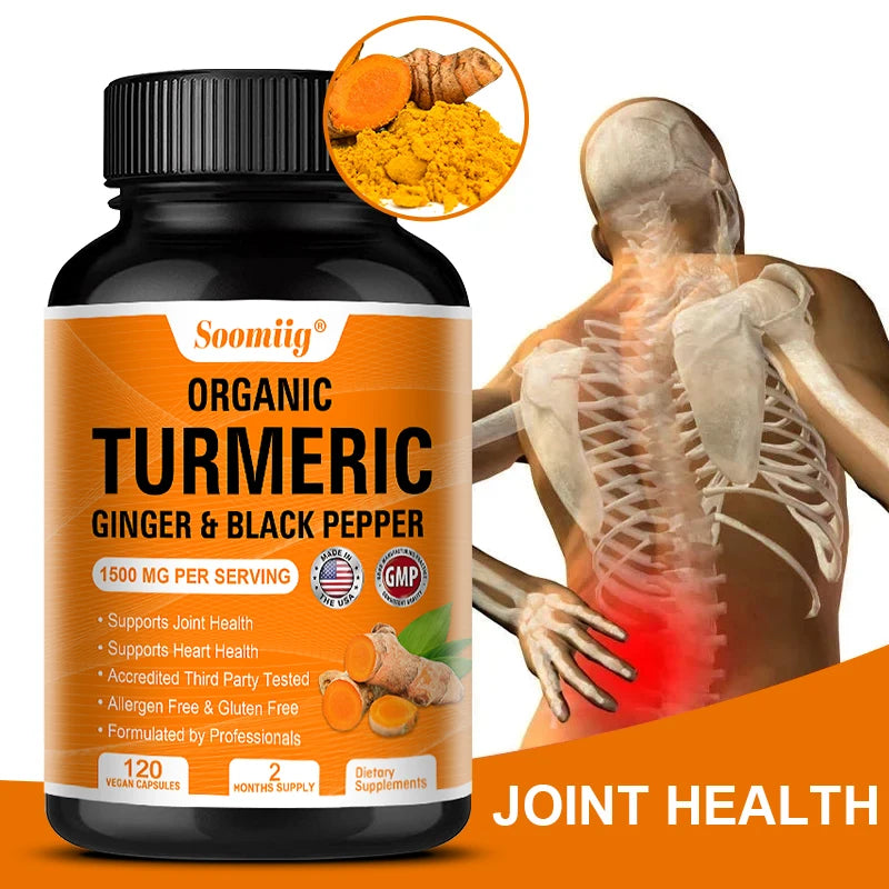 Soomiig Organic Turmeric and Black Pepper, Improves Absorption, Joint Support Supplement, Supports Heart Health and Digestion Viralgem Store