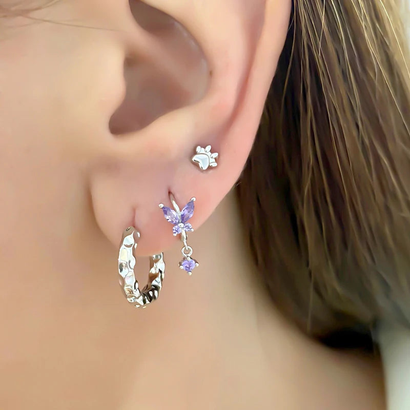 925 Sterling Silver Ear Needle Vintage Small Hoop Earring for Women Geometry Round Silver Earrings Party Fashion Jewelry Gift