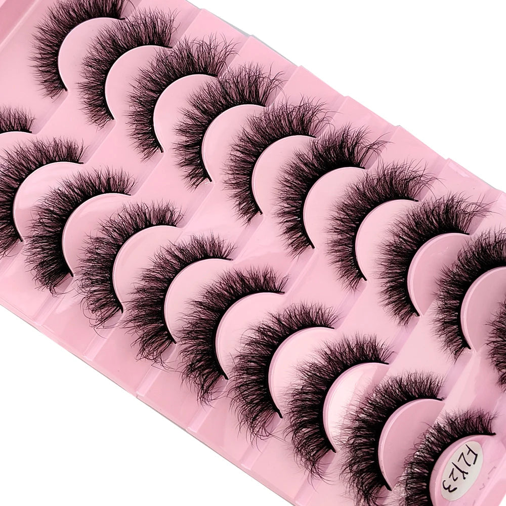 10 Pairs Faux Mink Eyelashes Handmade False Eyelashes Natural Nude Makeup Simulation Cross Messy Eye 3D Curly Eyelashes Freshlook Styles