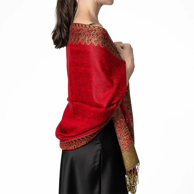 Tassel Blanket Design Thick Pashmina New Winter Warm Shawl Wrap Cashmere Scarf Women Neckerchief Poncho Stoles 2024