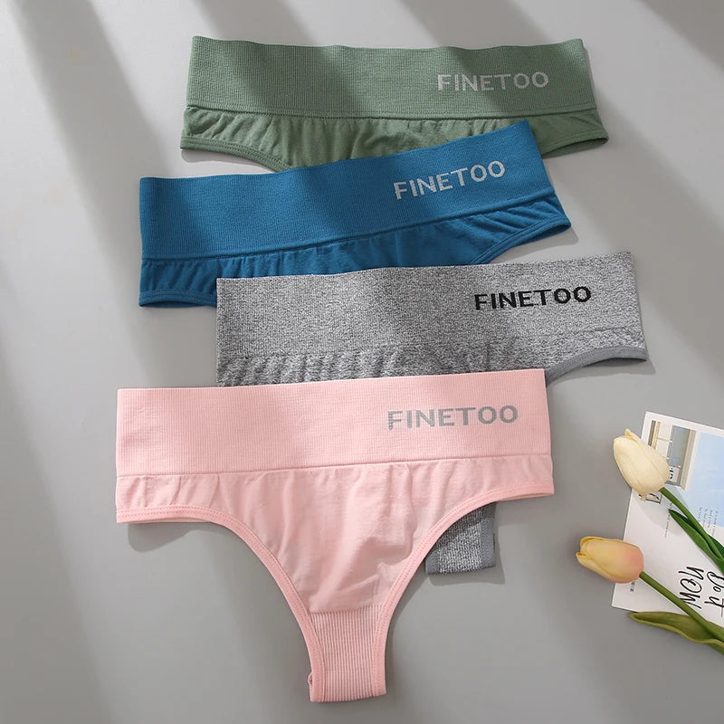 3PCS/Set Women's Panties Sexy Underwear FINETOO Large Size Thong Women Seamless Panties High Waist Girls Thongs M-2XL Viralgem Store
