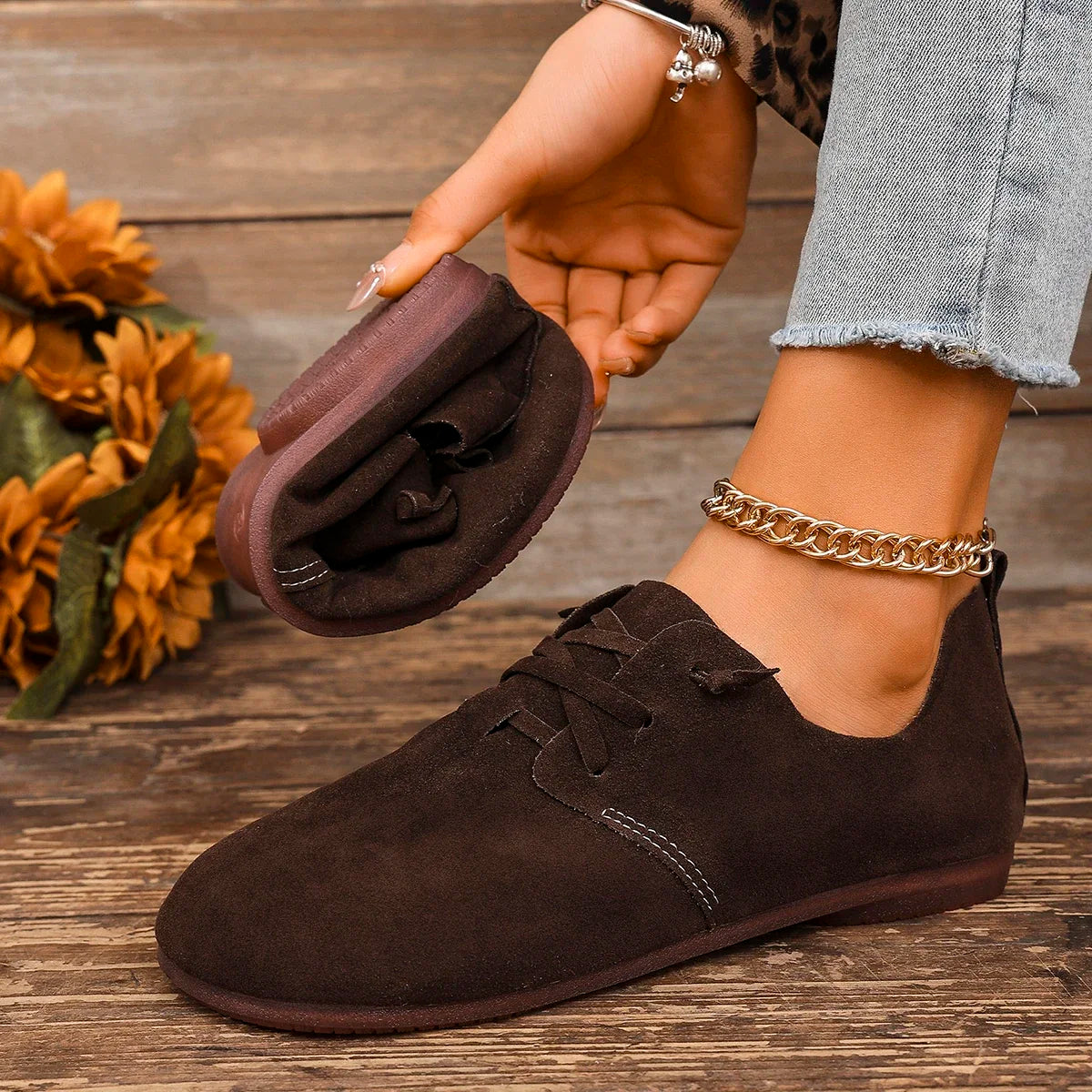 2025 Spring New Women's Flat Shoes Fashion Round Toe Flats Lightweight Lace-up Single Shoes Outdoor Casual Shoes Size 36-43 Viralgem Store
