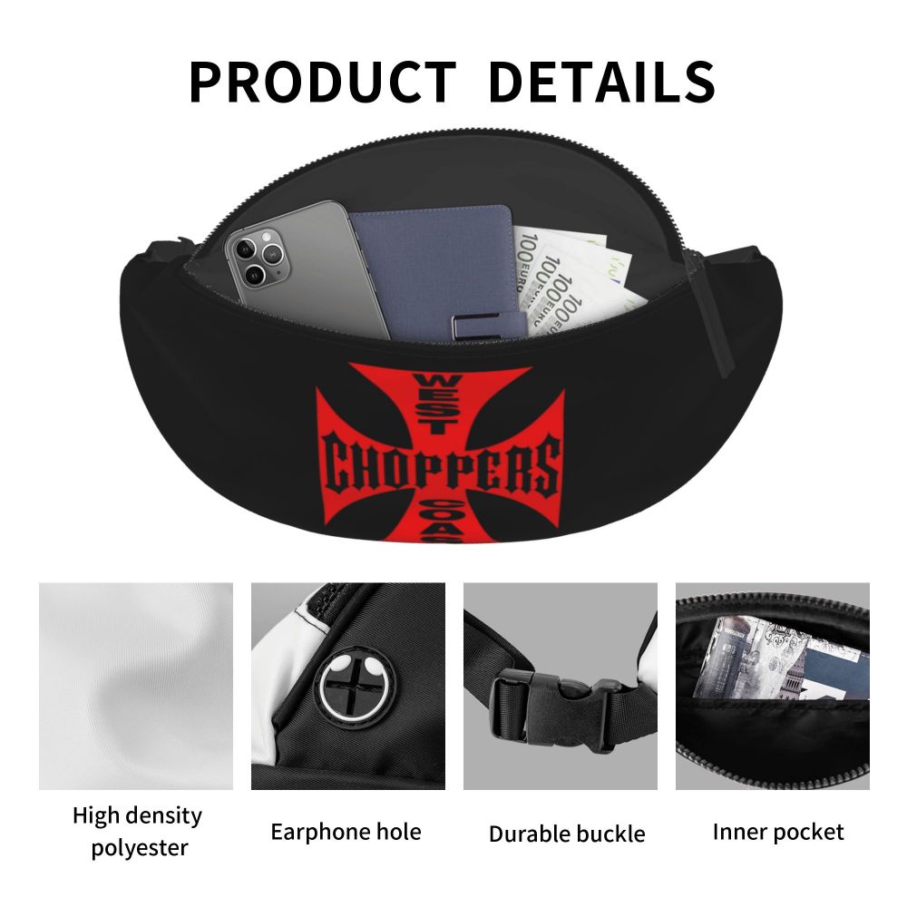 West Coast Choppers Fanny Pack Men Women Custom Crossbody Waist Bag for Travel Hiking Phone Money Pouch Viralgem Store