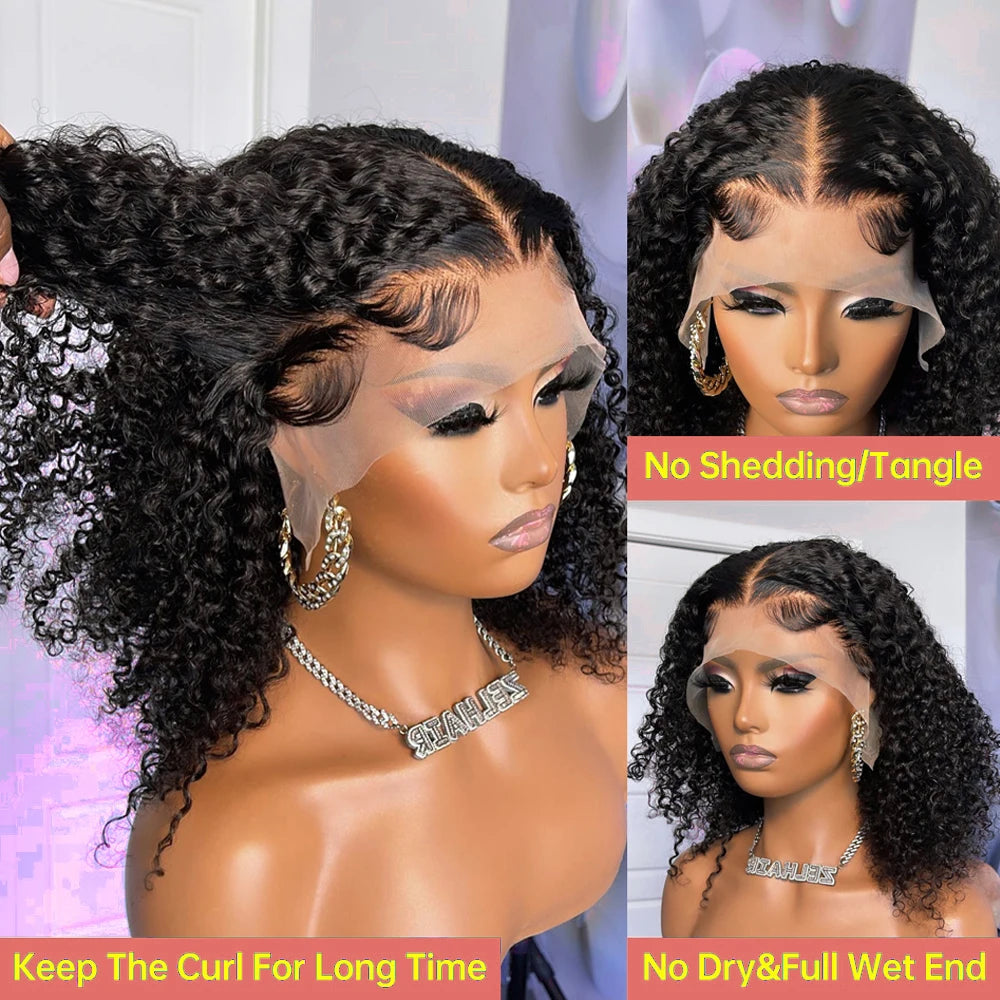 250% Density 13x6 13x4 HD Lace Frontal Wigs Deep Wave Lace Front Human Hair Wig Short Bob 7x5 Glueless Wigs Curly Human Hair Wig
