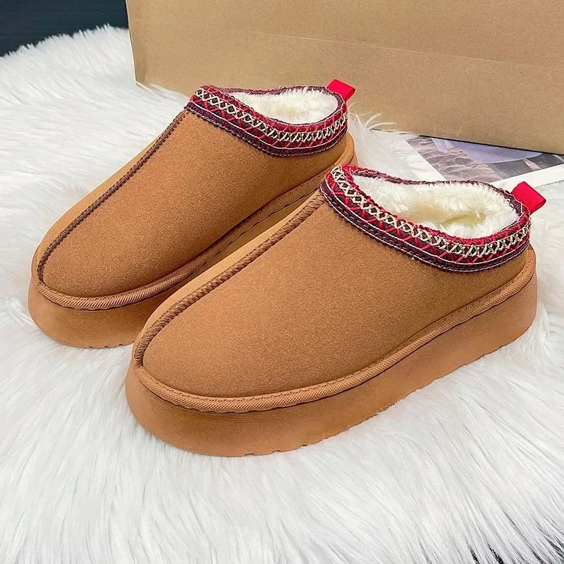 2024 New Women's Wool Slippers Warm Platform Wool Slipperswomen Slippers   Women  Sheepskin Slippers Women Shoes