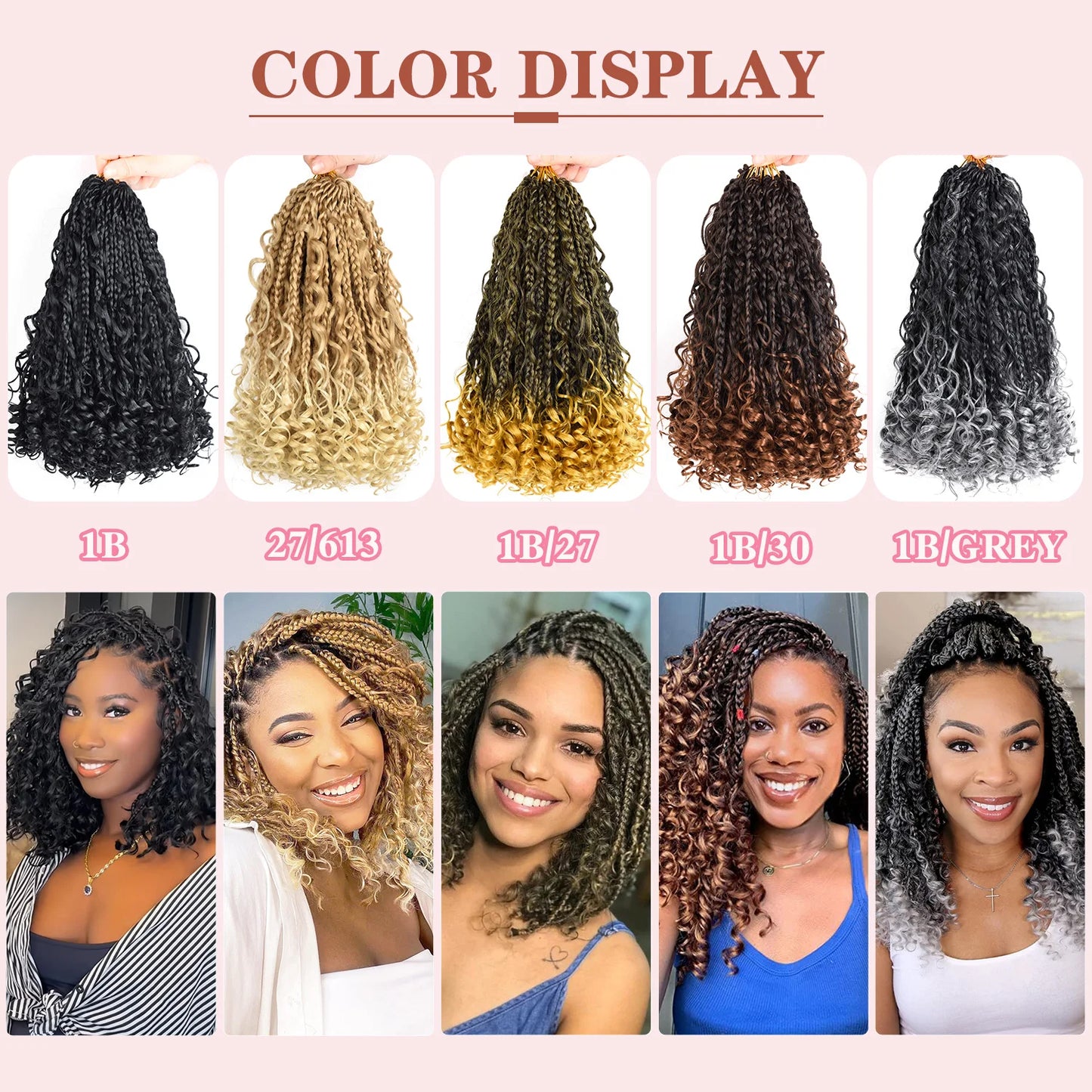 10 Inch Bob Goddess Box Braids Crochet Hair 1Pcs/Lot Synthetic Boho Crochet Box Braids With Curls Box Braids Hair Extensions