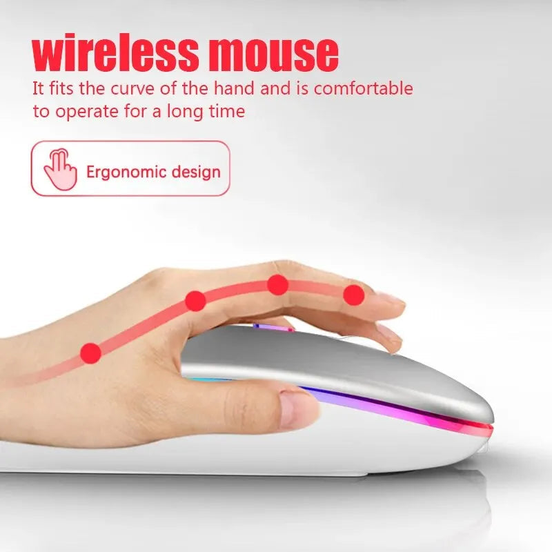Wireless Mouse RGB Rechargeable Bluetooth Mice Wireless Computer Mause LED Backlit Ergonomic Gaming Mouse for Laptop PC 3600DPI Viralgem Store
