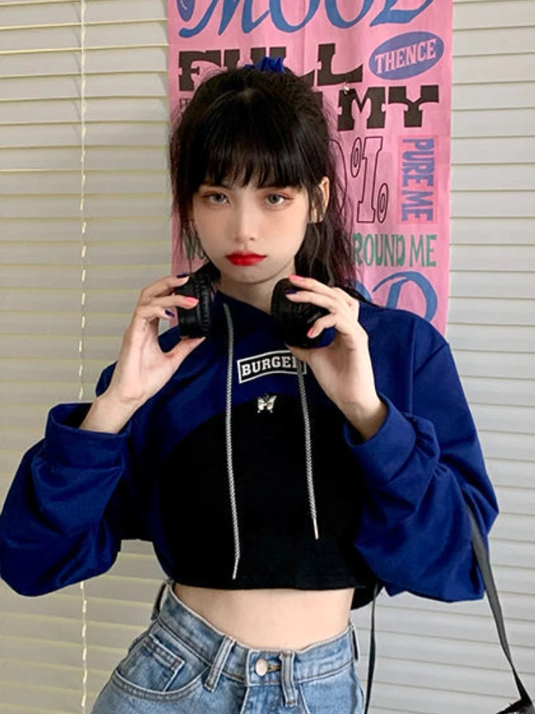 With Hat Hoodies Women Basic Design Young Korean Fashion Mujer All-match Teens Simple Cool Loose Y2k Cozy Street Wear Popular