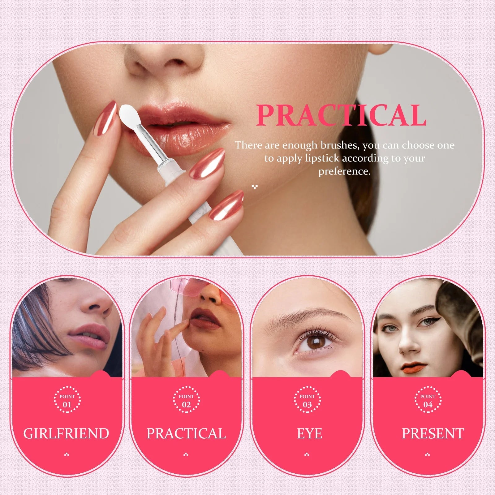 6Pcs Makeup Brush Silicone Heads Lip Mask Brush Tool Women Eyeshadow Lipstick Makeup Applicator for Girls Ladies Beauty Tools Viralgem Store