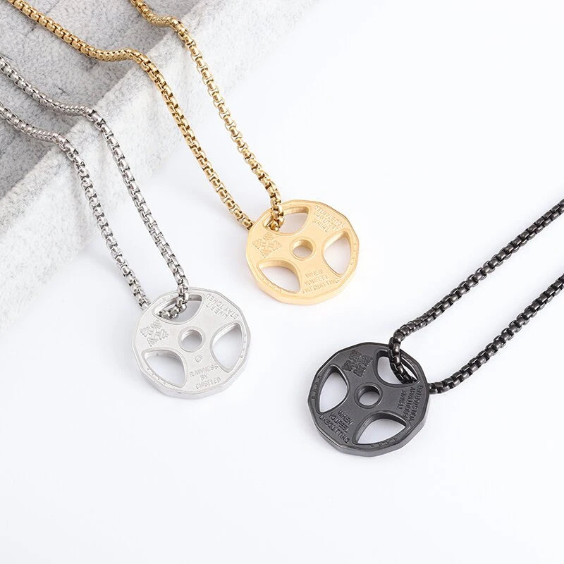 Titanium Steel Dumbbell Pendant Gym Fitness Equipment Barbell Necklace Domineering Muscular Men Fitness Leisure Sports Jewelry Viralgem Store