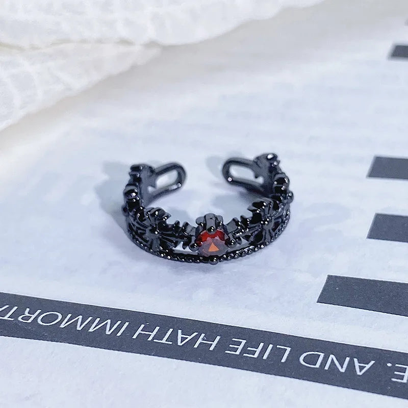 2025 Dark Gothic Irregular Zircon Adjustable Unisex Ring
