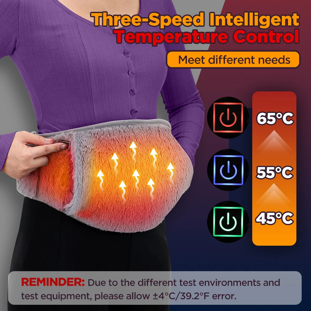 3 Levels Electric Graphene Heating Pad Cold-Proof Uterine Belt Cold-Proof Hand Waist Warming Pad USB Recharging Abdominal Warmer