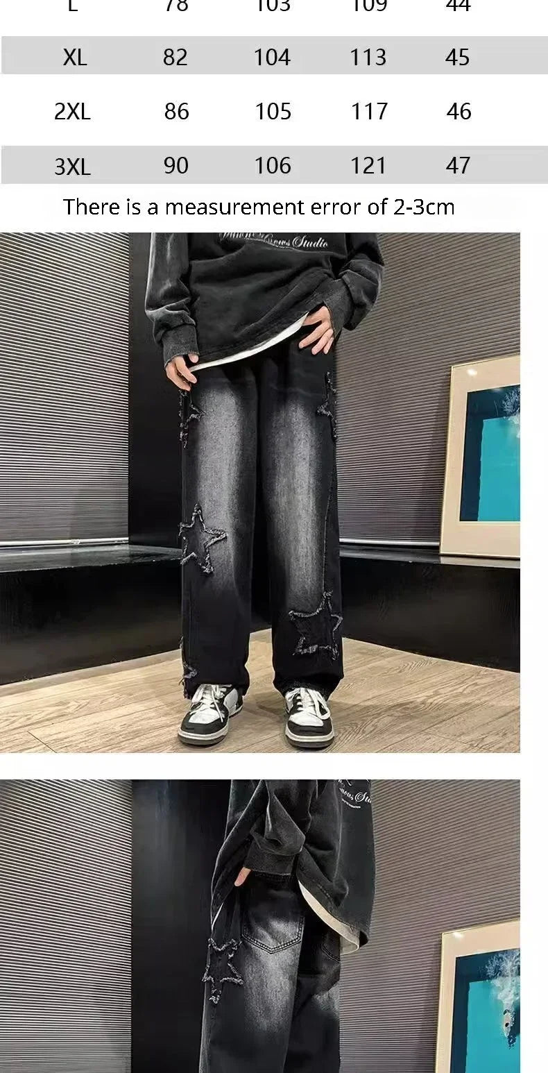 2024 New Fashion Stars Towel Embroidery Brown Men Jeans Pants Y2K Clothes Straight Hip Hop Cotton Trousers Pantalon Homme Viralgem Store