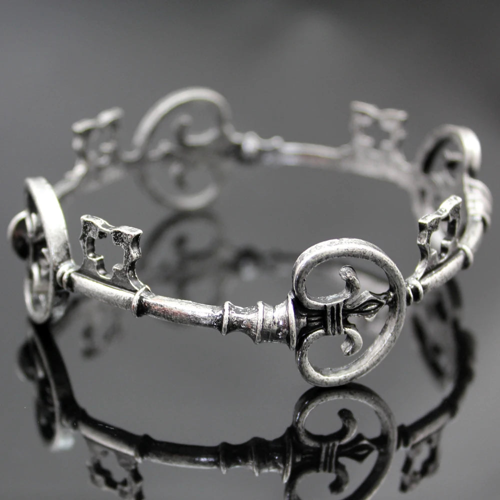 Vintage Victorian Skeleton Key Cross Bridal Bracelet Fashion Unisex Bangle Cuff Valentine Anime Halloween Jewelry Party Wedding Viralgem Store