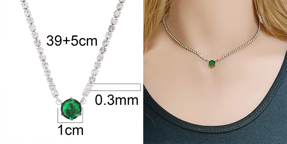 Stainless Steel Necklace Tennis Chain Hip Hop Square Pendant Necklace Star Heart Zircon Choker Necklaces For Women Jewelry