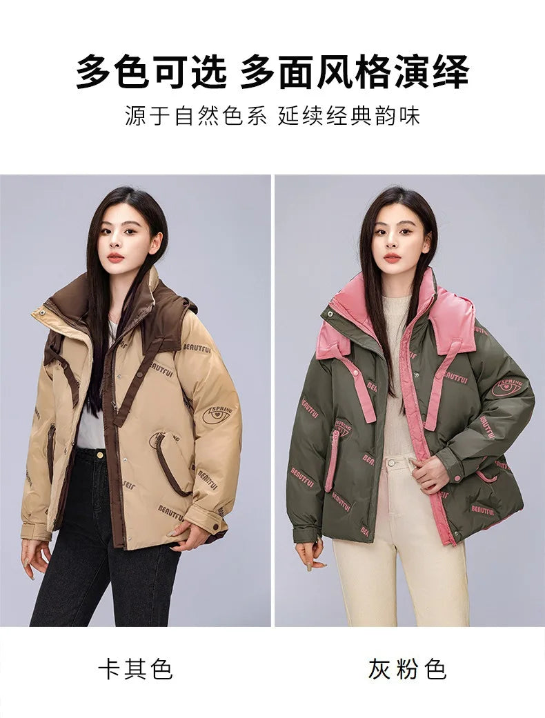 Women Pink Gothic Hoodies Parka 90s Vintage Jacket Overcoat Warm Thicken Coat Harajuku Padded Jacket Clothes Winter Autumn 2024